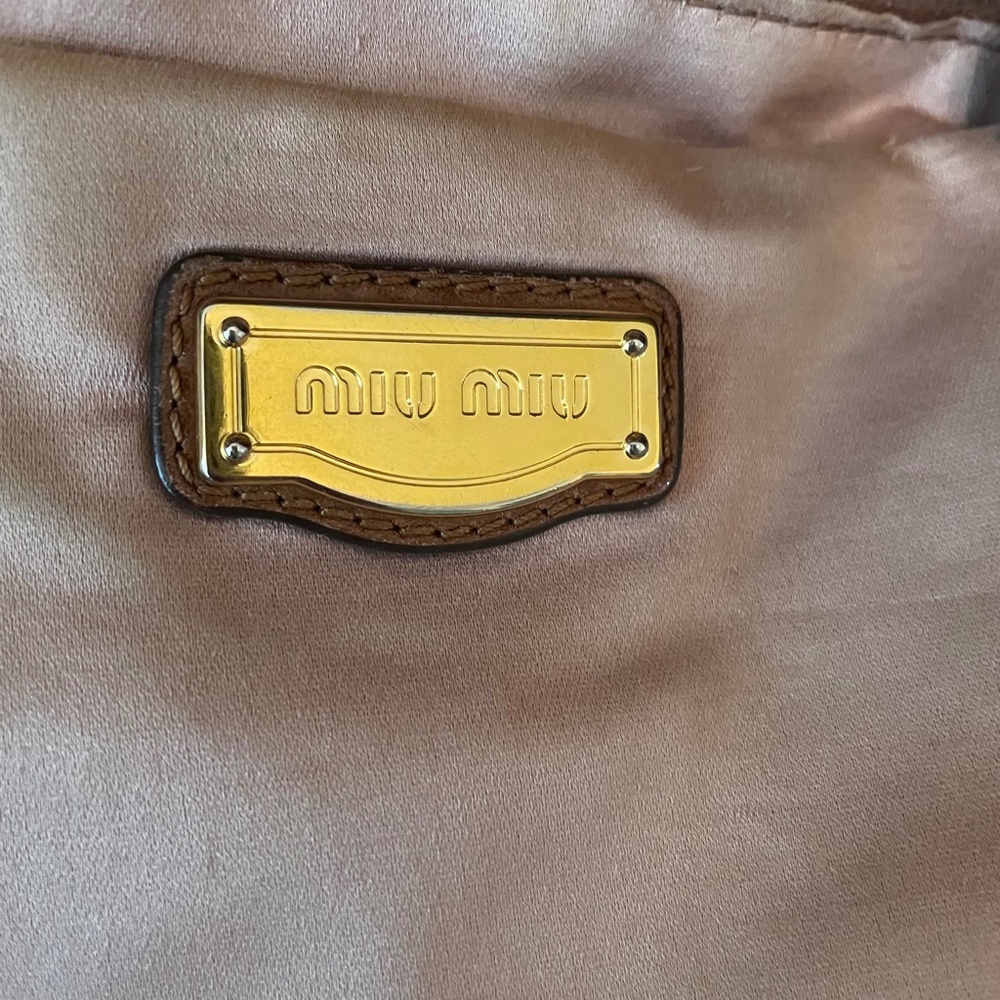 Miu Miu Cognac Brown Leather Duffel Shoulder Bag with Gold Hardware - Picture 12 of 16